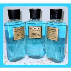 Bath & Body Works 10 fl oz ATLANTIC Men's 3-in-1 Hair Face Body Wash Gel x3